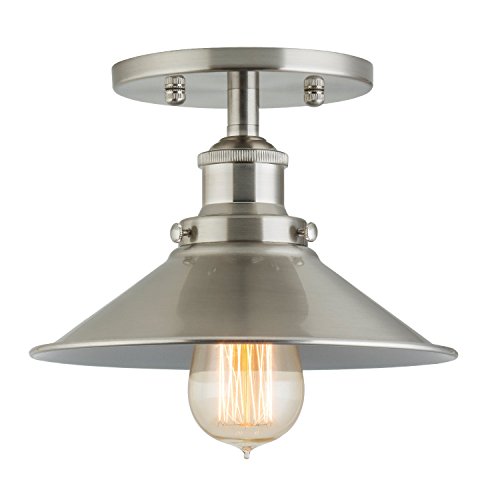 Linea Di Liara Andante Brushed Nickel Flush Mount Ceiling Light Fixture Farmhouse Rustic Flush Light Kitchen Lighting Bedroom Bathroom Hallway Light Fixtures Industrial Semi Flush Mount Lighting #TOP1