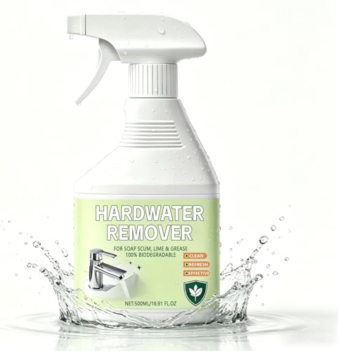 Hard Water Stain Remover Shower Glass Cleaner Soap Scum Remover Limescale Buildup Remover All-Purpose Bathroom Cleaner for Glass Shower Doors Tiles Toilet Tub Sink & Water Pipes (1PC)