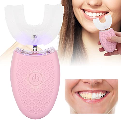 Elektrische Zahnbürste Erwachsene, U-förmige Schallzahnbürsten zur Zahnaufhellung, intelligente automatische Zahnbürste mit 4-Gang-Geschwindigkeit und LED-Licht, IPX7 wasserdichte(Rosa) – Bild 3