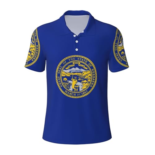 Polo respirant pour homme idéal pour l'été avec motif drapeau du Nebraska