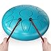 Steel Tongue Drum, 12 Inch, 13 Notes, C Major Hand Pan, Blue, with Mallets and Carry Bag