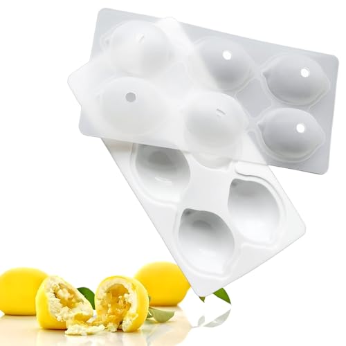Tadpolez Moule Trompe l'oeil Citron, Lot de 6 Moules en Silicone Citron 3D Professionnels - Moule à Gâteau Antiadhésif pour Brownies, Mousse, Desserts Cuits...