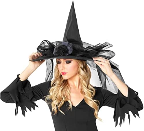 Rubies Deluxe Witch Hat with Tulle for Adults, Women's No Size