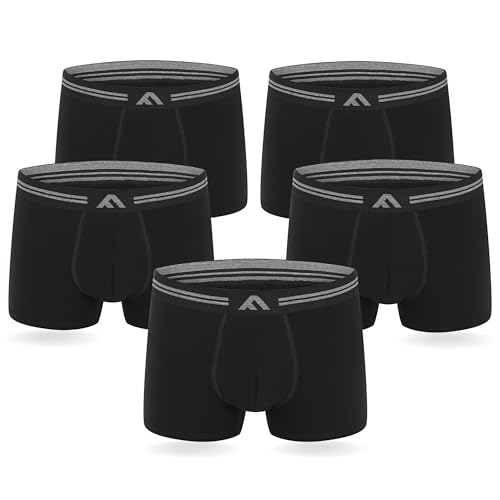 FM London Mens Super Soft Bamboo (5-pack) Boxer Shorts, Black, 4XL UK