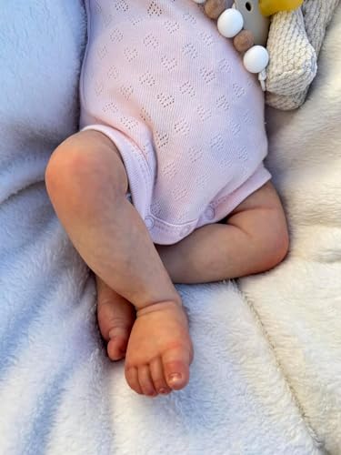 RXDOLL Real Life Reborn Babypuppen Zwillinge Mädchen 18 Zoll Lebensechte Realistische Neugeborene Babypuppen Silikon Ganzkörper Anatomisch Korrekt Schlafende Babys Wasserdicht Puppe Spielzeug Kinder – Bild 8