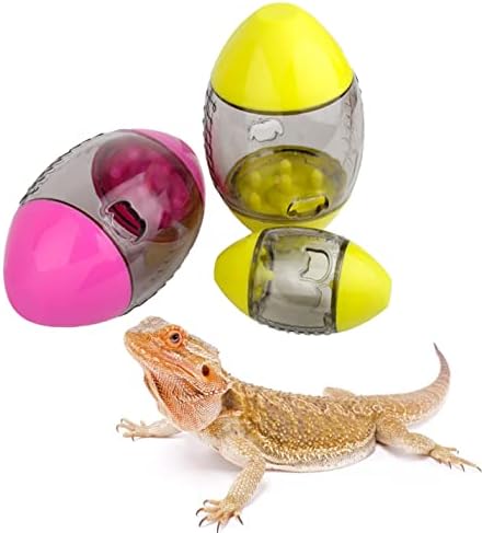 1 piece Lizard Feeder Toys Bearded Dragon Enrichment Toys Lizard Interactive Balls Toys Reptile Interactive Rugby Shape Feeding Toys for Bearded Dragon, Lizard, Gecko and Small Animals (Random Color)
