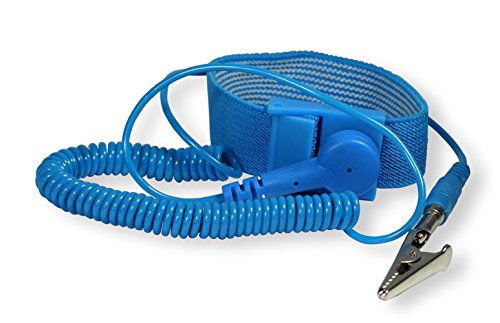 Scotle RW-ABAE Rework ESD - Pulsera con cable en espiral y conector para chorro, color negro