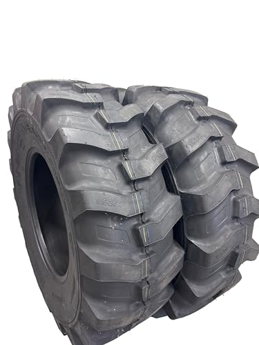 Two 17.5-24 Rear Tractor R4 Lug Loader Grader Backhoe Tires Tubeless Heavy Duty Industrial Stength 17.5x24