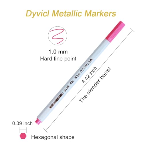 Dyvicl Metallic Marker Pens, 12 Colors Hard Fine Tip Metallic Markers for Black Paper, Adult Coloring, Card Making, Rock Painting, Scrapbooking Crafts, DIY Photo Album - Thumbnail 7