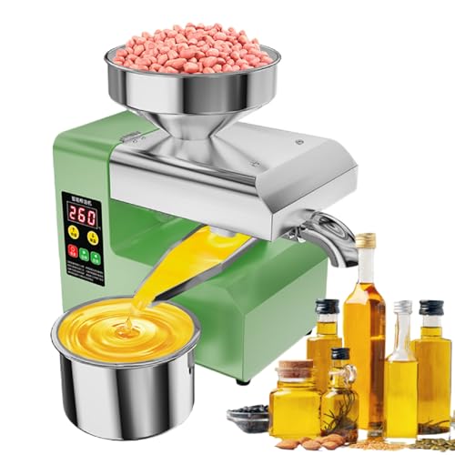 Pressa per olio automatica da 800W con uscita olio laterale, pressa per olio a caldo e a freddo per attività commerciali domestiche,macchina per olio elettrica per arachidi/sesamo/soia/noci