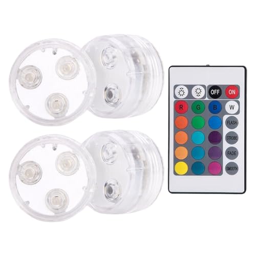 FUTUREORYY 4 Pezzi Luci LED Sommergibili con Telecomando in Abs Trasparente Resistente per Illuminazione Piscine Fontane e Decorazioni Subacquee