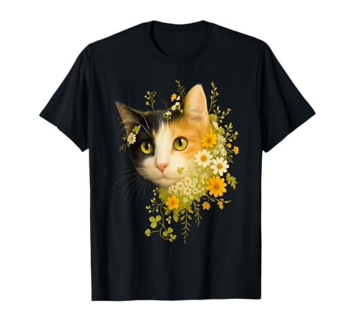 Calico Cat with Flowers for Mom Dad Women Men Kids