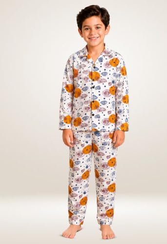 Image of 3BROS Kid's Pure Cotton Full Sleeves Night Suit /Dress for Boys /Girls Full Pajama & Top Sleep Suit Combo Set