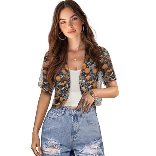 Image of Womens Short Sleeve Bolero Shrug Open Front Knit Cropped Cardigan Shoulder Cover for Dress Cute Casual Knit Cover Up