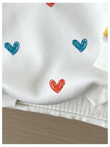 OYOANGLE Girl's Cute Heart Print Long Sleeve Hoodie Drop Shoulder Pullover Hooded Sweatshirts4