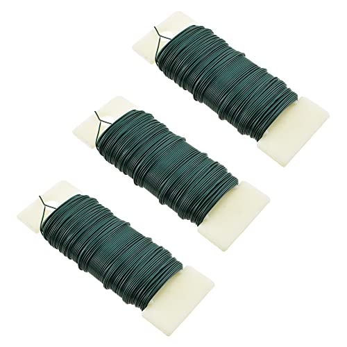 HAHIYO 22Gauge Green Flexible Metal Floral Wire - 3 Rolls Total 115 Yards (345 Feet) for Crafts, Christmas Wreaths, Tree &amp; Flower Arrangement