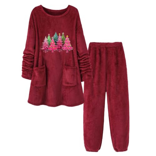 ������ �p�W���}�Z�b�g ���M���X�p���c ���f�B�[�X �傫���T�C�Y Christmas Pyjama Sets Plush Mid Length Tops And Wide Leg Pants Merry �p�W���} �� �� ���� �O�J���p�W���} �n?�V?���}