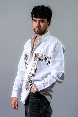 Image of The Tribal Fair Men's Shirt Ethnic Printed Casual Regular Fit Lightweight Breathable Comfortable Fabric Full Sleeve Stylish Shirt for Men