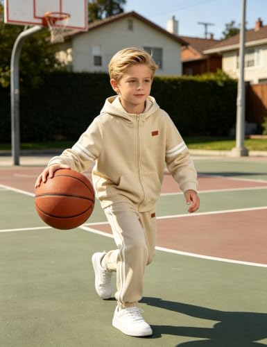 Image of Toddler Boy Clothes Long Sleeve Colorblock Hoodie Sweatsuits Tops and Pants 2Pcs Winter Outfits Boys Fall Clothes