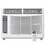 6000 BTU Window Air Conditioner with Remote Control, Window AC Units Cools up to 250 Sq. Ft, 3 Cooling & Fan Speeds, Quiet Operation, LED Digital Display, Easy Installation, Ideal for Bedroom Office