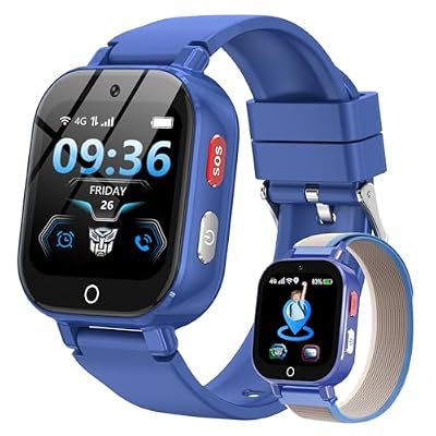 Transformers 4G Kids Phone Watch, Kids Smart Watch with GPS Tracker Two Way Call Video Calling Voice Chat Class Mode Pedometer Alarm Clock, Christmas Birthday Gift for Boys Girls 4-12 Year Olds, Blue