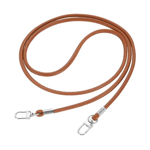 Image of sourcing map Crossbody Replacement Chain Strap, 120cm Thin Soft PU Leather Handbags Strap for Small Bag Purse Clutch Phone Case (Brown)