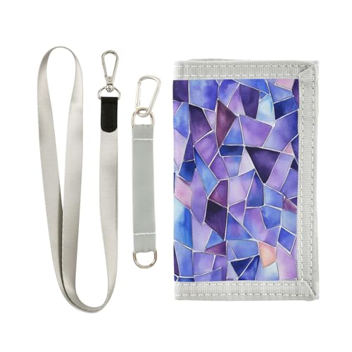 ALAZA Kids Wallets for Boys Girls Toddler Trifold Wallet Children Small Purple Stained Glass with Zipper Coin Pocket
