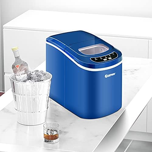 COSTWAY Ice Maker Machine, Portable Counter Top Electric Ice Machine, Silent & Easy Operation, 12Kg Ice in 24 Hours, 2.2 L Tank, Including Scoop and Removable Basket (Blue)