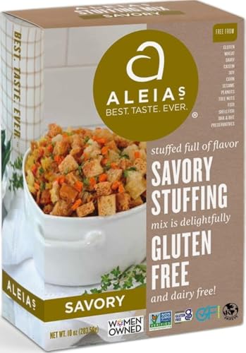 Aleia’s Gluten Free Savory Stuffing Mix – 10oz (1 Pack) – Classic Holiday Stuffing for Turkey, Chicken & More – Wheat Free, Soy Free, Dairy Free, Non-GMO, Low Sodium