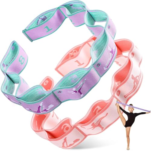 MisFun 2 Stück Dehnungsband Yoga Zubehör, Yoga Widerstandsbänder, Fitnessbänder Yogas, Training Yogagurt, Hochelastisches Dehnungsband Stretch Gurt, für Yogas Enthusiasten Sportler