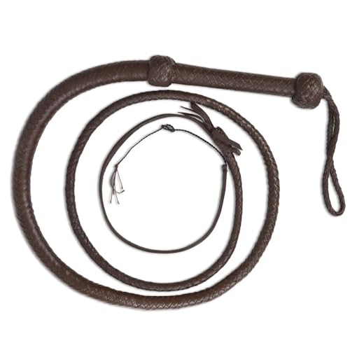 Sidewinder Bull Whip Cowhide Braided Leather Equestrian Costume Accessory Ranching Gear Sturdy Handle 12 Plaits Free 5 Crackers