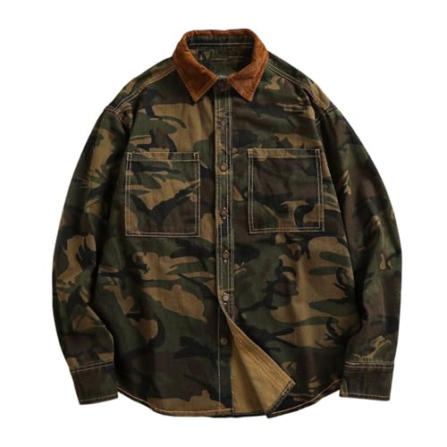 Chemise de travail en coton style militaire coupe ample masculine