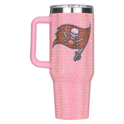 Image of The Memory Company Officially Licensed 40oz Pink Bling Game Day Tumbler, Tampa Bay Buccaneers