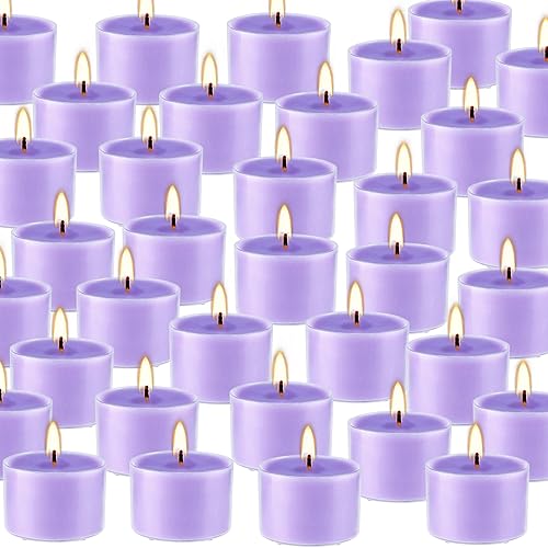 Wfmolcand S6SD 50 Pack Bulk Lavender Scented Tealight Candles In Clear Cup thumb #2