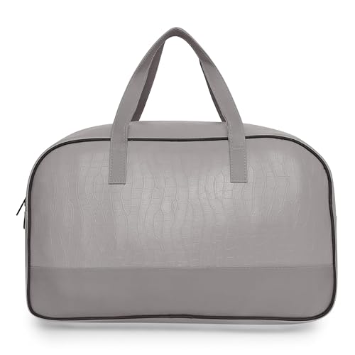 Image of Nautica Unisex 25L PU Duffle Bag for Travel | Stylish Leatherette Cabin Luggage with Smooth Zippers | Compact, Comfortable & Spacious for Weekend Trips, Gym & Everyday Use | Grey