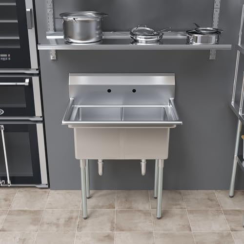 Image of AmGood 22 in. x 34 in. Stainless Steel Two Compartment Sink with 14 in. x 16 in. x 11 in. Bowls