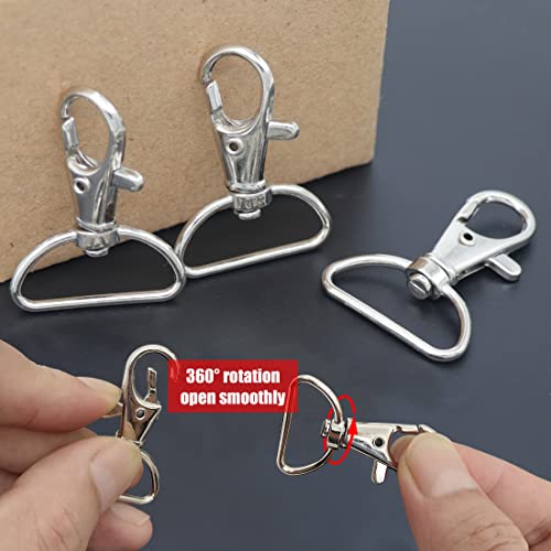 YAKA 50 Pack Premium Metal Lobster Claw Clasps 360°Swivel Trigger Snap Hooks by Swivel Clasps with D Ring (D Ring Inner Width 1 inch)。 - Thumbnail 3