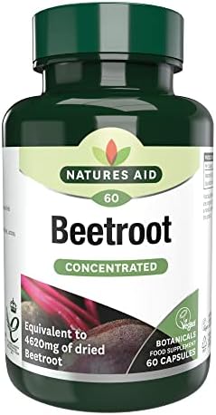 Natures Aid Beetroot Capsules, Equivalent to 4620 mg Dried Beetroot, Vegan, 60 Capsules