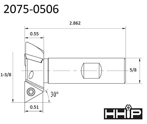 Hhip 2075-0506 3 Flute 60 Degree Indexable Dovetail Cutter thumb #1