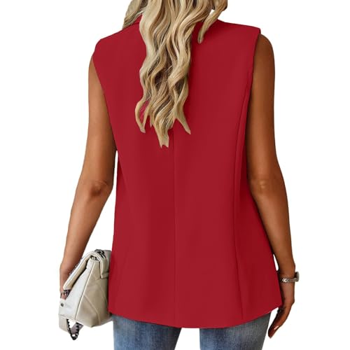 Chaleco de verano para mujer sin mangas ligero casual con solapa 5