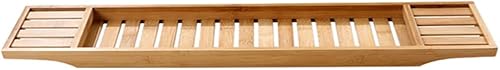 LUKEO - Estante para bañera de baño, estante para el puente del baño, bandeja de almacenamiento para la bañera, toallero, libro para vino,