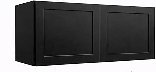 Black Shaker Refrigerator Wall Cabinet 2 Door 36"x15"x24" RTA (Ready-to-Assemble) All Wood Cabinets for Kitchen, Kitchenette, Vanity