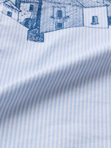 Image of The Souled Store Cityscape Men and Boys Long Sleeves Spread Collar Blue Cotton Graphic Printed Easy to Style Everyday Wear Trendy Stylish Relaxed Fit Lightweight Everyday Casual Shirt