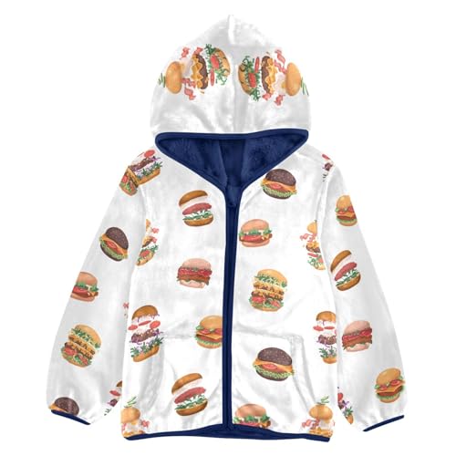 Flying Burgers Girls Fleece Jacket Girls Fall Jacket Girls Zip Up Hoodie Girls Sherpa Jacket 2-10T