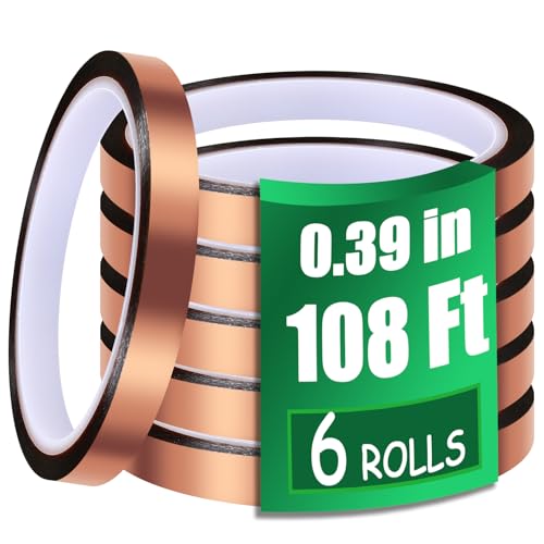 Image of 6 Rolls 10mm x33m 108ft Sublimation Tape,Up to 250℃(480℉),High Temperature Tape for Heat Press,Electronics, Soldering, Circuit Board,Sublimation Heat Tape for Heat Transfer Tape Dispenser