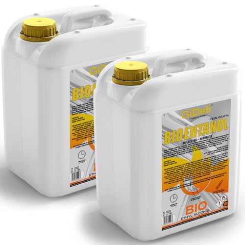 GiDeli Bioéthanol 20 l inodore 96,6 % éthanol pour cheminée intérieure et extérieure –...