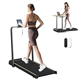 SPORTNOW cinta de correr 2 en 1, cinta de correr plegable con 4% de inclinación, 1-6 km/h, andador con mando a distancia y LED, 2.0HP, cinta de correr compacta, uso bajo escritorio para casa y