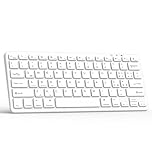 TQQ Tastiera Bluetooth Ricaricabile per iPad, Air, Pro, Mini, Samsung Tablet, Android e Windows, Tastiera Wireless, Bianco