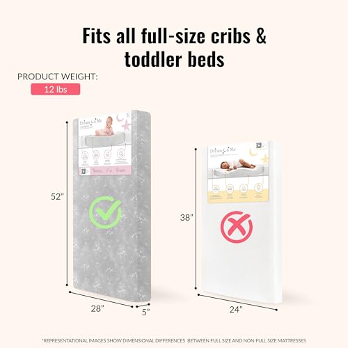 image for Dream On Me Snooze Firm Fiber Baby Crib Mattress in Grey, Greenguard G