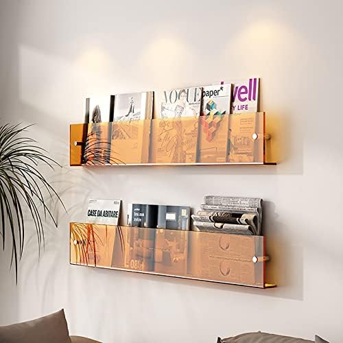 2 Pack Acrylic Wall Mounted Magazine Rack - 31.4 Inch Clear Shelf, Perfect for Bathroom, Living Room, Brochure Storage, Stylish Book Organizer, Home Decor - 100cm/39.3inch